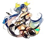  bare_shoulders blue_hair breasts cleavage dizzy glowing glowing_eyes guilty_gear guilty_gear_xrd hair_ribbon kneeling large_breasts red_eyes ribbon solo sumi_(penon62) 