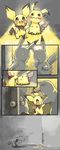  dlitw door doorknob faceless flying_sweatdrops gen_1_pokemon gen_2_pokemon gen_7_pokemon highres mimikyu open_mouth pichu pikachu pokemon pokemon_(creature) silent_comic sweat wavy_mouth yellow_eyes 