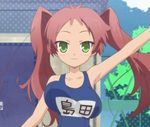  animated animated_gif baka_to_test_to_shoukanjuu bouncing_breasts breast_padding breasts shimada_hazuki stitched swimsuit tagme tsuchiya_kouta yoshii_akihisa 