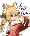  animal_humanoid bell big_breasts blonde_hair blush breasts canine censored clothing cum cum_in_mouth cum_inside cum_on_breasts cum_on_face detached_sleeves disembodied_penis ear_tuft erect_nipples female fox fox_humanoid hair humanoid male male/female mammal mizuyan nipples oral penis sex tight_clothing titfuck tuft yellow_eyes 