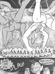  anthro anthrofied athletic balls comic dialogue electrike english_text eyes_closed flaccid fuze greyscale hi_res hot_spring male marshtomp monochrome nintendo nipples nude open_mouth partially_retracted_foreskin pecs penis perineum pok&eacute;mon poochyena text uncut video_games water wide_eyed 