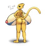  big_breasts bikini breasts butt clothing english_text feline fur huge_breasts hyper hyper_breasts katia_managan keijimatsu khajiit mammal nipples prequel solo swimsuit text the_elder_scrolls video_games yellow_eyes yellow_fur 