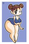  brown_eyes capcom chun-li clothing not_furry one-piece_swimsuit solo solofrozen street_fighter swimsuit video_games wide_hips 