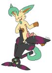  2016 animal_genitalia animal_penis black_fur blush c1-11131 chibi_leafeon cum cum_in_pussy cum_inside digital_media_(artwork) duo eeveelution erection female feral fur leafeon male male/female mammal markings multi_penis nintendo open_mouth penis pok&eacute;mon pussy umbreon video_games 