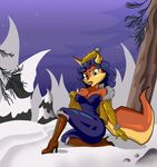  anthro astraldog breasts canine carmelita_fox cleavage clothed clothing ear_piercing female fox fur invalid_color invalid_tag mammal orange_fur outside piercing sly_cooper_(series) snow solo video_games 