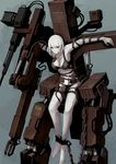  albino bound bra bullet chain crucifixion gun highres jittsu original pale_skin red_eyes restrained solo tied_up underwear weapon white_hair 