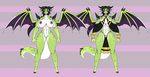  2016 abs breasts clothed clothing demonnyuu dragon female looking_at_viewer model_sheet navel nipples pussy skimpy solo spikes wings 