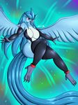  2016 absurd_res anthro articuno beak big_breasts breasts claws cleavage clothed clothing female hair hi_res legendary_pok&eacute;mon legwear long_hair nintendo pok&eacute;mon pok&eacute;morph solo spread_wings suirano toe_claws video_games wings 