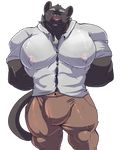  anthro beef biceps bulge clothed clothing cm crotch cursedmarked feline invalid_tag male male/male mammal meaty muscular nipples panther pecs 
