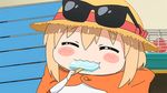  1girl animated chibi doma_umaru hat himouto!_umaru-chan ice_cream sunglasses 
