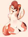  anthro breasts female fish gills hair kanel koi marine nipples nude simple_background solo thick_thighs wide_hips 