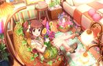  artist_request bangs bed blunt_bangs blush book boots bow brown_eyes brown_hair bunny chair flower hair_bow hair_flower hair_ornament idolmaster idolmaster_cinderella_girls idolmaster_cinderella_girls_starlight_stage lamp long_hair looking_at_viewer official_art ogata_chieri pillow plant shorts smile solo stuffed_animal stuffed_bunny stuffed_toy 