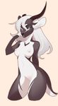  antelope anthro breasts cervine female gazelle horn invalid_tag kanel mammal nipples simple_background smile solo_focus 