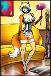  a.b._lust anthro canine clothing collar elise_(greyhunter) female fox fur happy jewelry legwear maid_uniform mammal necklace smile solo stockings uniform 