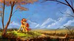  2015 cloud cutie_mark day detailed_background equine fan_character female feral fur grass hair hooves horn horse lp mammal my_little_pony orange_hair outside pony red_hair shamanguli sky solo standing tree unicorn yellow_fur 