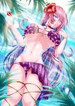  breasts choker earrings fuyuki_jun highres jewelry large_breasts long_hair looking_at_viewer md5_mismatch megurine_luka pink_hair solo swimsuit thigh_gap thighs very_long_hair vocaloid 