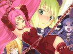  artist_request artoria_pendragon_(all) blonde_hair blue_eyes caster fate/stay_night fate_(series) long_hair multiple_girls pink_hair rider saber saber_alter 