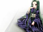  green_hair japanese_clothes kimono long_hair namamo_nanase solo suzumiya_haruhi_no_yuuutsu tsuruya very_long_hair wallpaper 