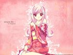  artist_request bare_shoulders flower japanese_clothes lucy_maria_misora pink_hair red_eyes solo to_heart_2 wallpaper 