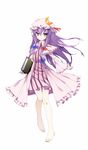  bad_id bad_pixiv_id bare_legs barefoot dress full_body hat highres long_hair ootsuki_momiji pajamas patchouli_knowledge purple_eyes purple_hair simple_background solo striped striped_dress tachi-e touhou touhou_ayaria_epic very_long_hair 