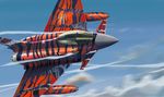  airplane animal_print bad_id bad_pixiv_id camouflage canards canopy cloud cockpit condensation_trail eurofighter_typhoon fighter_jet germany i.t.o_daynamics jet luftwaffe military military_vehicle motion_blur real_life realistic tiger_print tiger_stripes 
