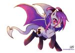  equine fangs female horn horse looking_at_viewer mammal pony red_eyes solo suikuzu wings 