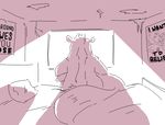  anthro bed bedroom disney female honey_(zootopia) honey_badger mammal mustelid nobody_(artist) nude poster rear_view solo zootopia 