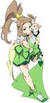 arm_warmers brown_hair choker commentary_request cosplay cure_march cure_march_(cosplay) full_body green green_choker green_shorts green_skirt hair_ornament kikuma_kaya magical_girl ponytail precure shoes shorts shorts_under_skirt simple_background sketch skirt smile smile_precure! solo standing umanosuke wake_up_girls! wake_up_girls!_stage_no_tenshi white_background 