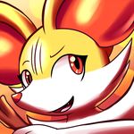  ambiguous_gender braixen fur inika-xeathis mugshot nintendo open_mouth pok&eacute;mon red_eyes red_nose smile video_games white_fur yellow_fur 