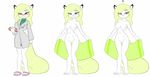  2016 blonde_hair book clothing digital_media_(artwork) eyewear female footwear glasses hair lab_coat lemonscent mammal mink mustelid nerd nude sandals shy sweater towel uniform wide_hips 