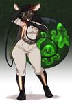  anthro black_hair boots clothed clothing eyewear female footwear ghostbusters glasses gradient_background hair hi_res kittydee lagomorph looking_at_viewer mammal open_mouth rabbit simple_background solo standing tongue tongue_out wide_hips 