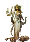  clothing female jewelry medusa official_art paizo pathfinder reptile robe scalie sculpture snake statue unknown_artist weapon 