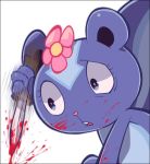  2015 blood female flower happy_tree_friends holding_object holding_weapon ichthy0stega knife mammal mephitid open_mouth petunia_(htf) plant simple_background skunk solo weapon 