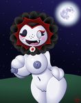  anthro big_breasts breasts female flora_fauna navel night not_furry one_eye_closed open_mouth outside plant plants_vs_zombies pussy screwroot smile solo vampire_sunflower 