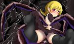  backless_dress backless_outfit bad_id bad_pixiv_id black_bow black_legwear black_panties blonde_hair blush bow breasts brown_dress commentary_request covered_nipples dress feet hair_bow highres hitotsuki_nebura insect_girl kurodani_yamame large_breasts looking_at_viewer looking_back object_insertion panties parted_lips pussy_juice red_eyes short_hair silk solo spider_girl spider_legs spider_web spread_legs thighhighs touhou underwear vaginal vaginal_object_insertion 