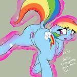  anus blush butt captainpudgemuffin cutie_mark equine female feral friendship_is_magic hair looking_back mammal multicolored_hair my_little_pony open_mouth pegasus pussy rainbow_dash_(mlp) tongue wings 
