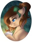  beverage blue_eyes bow brown_hair coffee cup equine eyelashes fan_character feral hair horse mammal mocha_latte my_little_pony pony silentwulv smile solo 