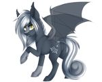  cutie_mark equine fan_character female feral fur grey_fur grey_hair hair horse mammal membranous_wings my_little_pony pony silentwulv simple_background solo standing wings yellow_eyes 