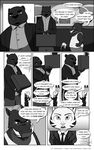  anthro bear black_and_white boar claws clothed clothing comic dialogue digital_media_(artwork) disney hi_res jack_savage lagomorph long_ears male mammal monochrome pandazooka_(artist) porcine rabbit speech_bubble swine text zootopia 