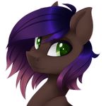  equine evening_howler eyelashes fan_character female fur green_eyes grey_fur hair headshot horse looking_at_viewer mammal my_little_pony pony purple_hair silentwulv simple_background smile solo 