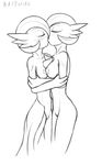  2016 anthro blush breast_squish breasts breasts_frottage duo eyes_closed female female/female gardevoir hug kissing nintendo nipples pok&eacute;mon portrait pussy simple_background standing three-quarter_portrait uselessboy video_games white_background 