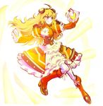  ahoge alternate_costume blonde_hair breasts cosplay dress full_body goggles iesupa large_breasts long_hair purple_eyes rwby solo vividred_operation vividyellow vividyellow_(cosplay) yang_xiao_long 