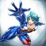  allenby_beardsley blue_eyes blue_hair bodysuit extreme_muscles gundam gundam_build_fighters gundam_build_fighters_try muscle outstretched_hand purukogi_(plasma_beach) reaching 