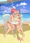  :d absurdres barefoot beach beach_umbrella bikini blue_eyes blue_hair boat bow_bikini breasts ccjn chair cheek_kiss cleavage closed_eyes cloud criss-cross_halter day drinking_straw feet glass hair_ornament hair_over_one_eye hair_ribbon halter_top halterneck highres incest kiss maid_bikini medium_breasts multiple_girls ocean one_eye_closed open_mouth outdoors parasol pink_hair ram_(re:zero) re:zero_kara_hajimeru_isekai_seikatsu rem_(re:zero) ribbon sailboat sand short_hair siblings side-tie_bikini sisters sitting sky smile starfish swimsuit table tropical_drink twins umbrella water watercraft x_hair_ornament yuri 