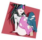  1girl bardan cum cum_on_feet cum_on_legs cum_on_thighs danganronpa feet female footjob mioda_ibuki solo stockings 