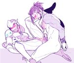  2boys blush brothers erection family genji_(overwatch) hanzo_(overwatch) incest leg_lift male_focus overwatch penis siblings wince yaoi 