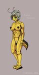  2016 4_arms abdomen antennae anthro antlion areola armpit_hair arsenia arthropod big_breasts breasts chirasul digital_media_(artwork) english_text erect_nipples female freckles green_eyes hair hi_res huge_breasts insect looking_at_viewer multi_arm multi_limb nipples nude pubes pussy simple_background smile solo standing text threadwing_antlion watermark white_hair 