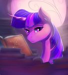  2015 book english_text equine female feral friendship_is_magic fur hair horn inside library looking_at_viewer mammal multicolored_hair my_little_pony portrait purple_eyes purple_fur purple_hair smile solo text twilight_sparkle_(mlp) unicorn viwrastupr window 