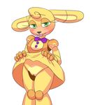  animatronic blush bow_tie clothing clothing_lift fan_character female flashing green_eyes looking_at_viewer machine pussy robot simple_background skirt skirt_lift solo spring_bonnie_(fnaf) standing unnecessaryfansmut 