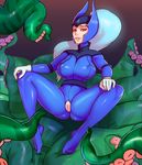  big_breasts breasts chelodoy clothing dota erect_nipples female hair human luna_(dota) mammal nipples not_furry purple_eyes pussy spread_legs spreading tentacles tight_clothing video_games white_hair 